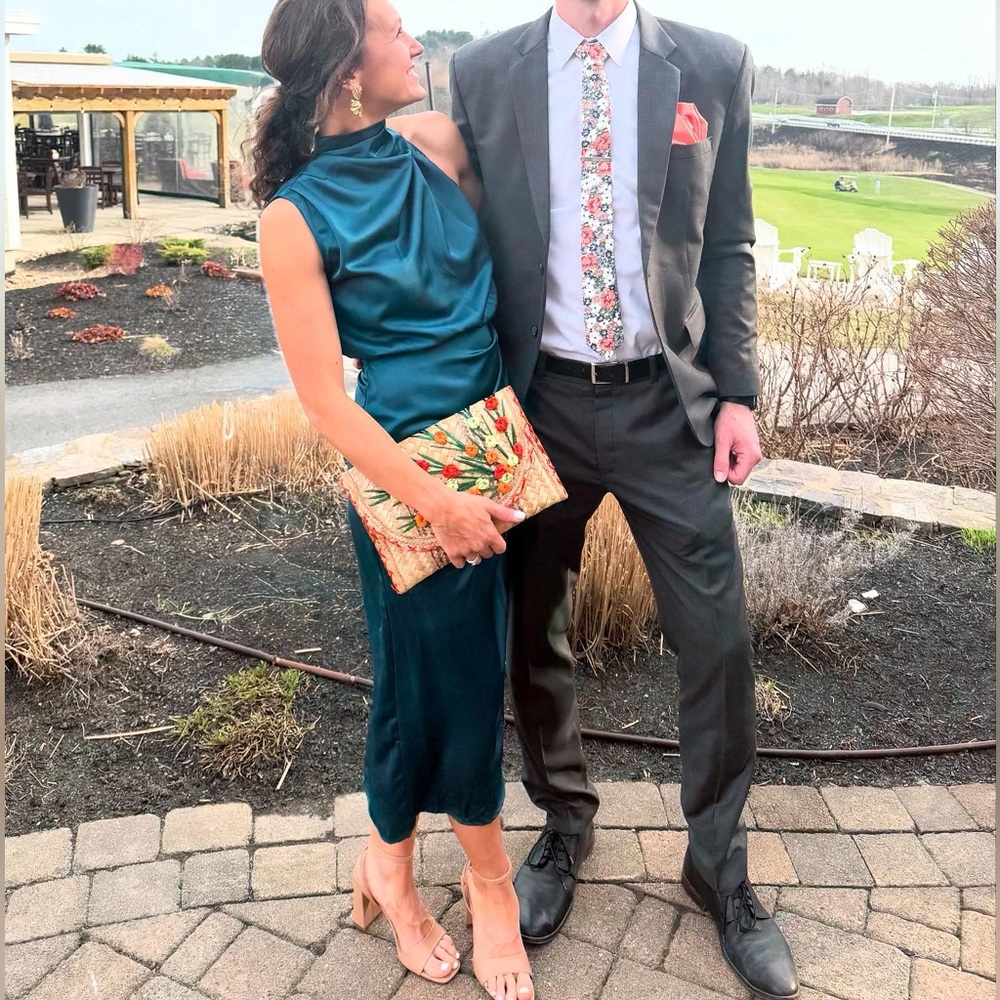 Hello Molly Cocktail Midi Teal Dress